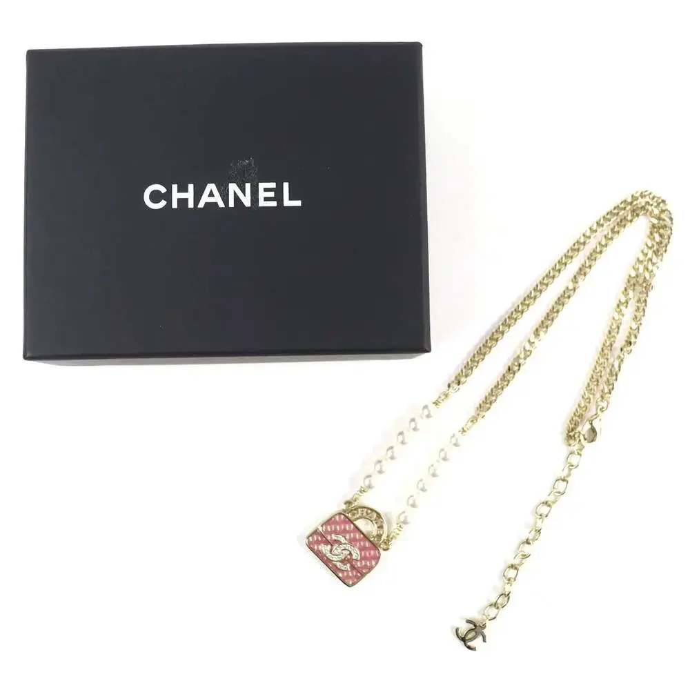 Chanel Cc Logo Pendant Necklace Gold- #250073C12B